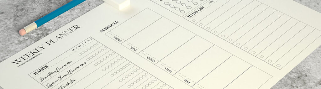 A weekly productivity sheet available for free download.